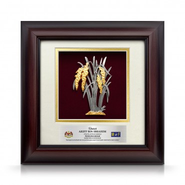 10" x 10" Solid Frame with Gold Plated Pewter : Padi (Paddy) 10" x 10" Solid Frame with Gold Plated Pewter : Padi (Paddy)