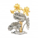 10" x 10" Solid Frame with Gold Plated Pewter : Lotus Flower (Bunga Teratai)