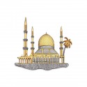 10" x 10" Solid Frame with Gold Plated Pewter : Masjid (Mosque)
