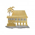 10" x 10" Solid Frame with Gold Plated Pewter : Rumah Melayu (Malay House)