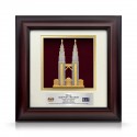 10" x 10" Solid Frame with Gold Plated Pewter : Petronas Twin Towers