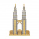 10" x 10" Solid Frame with Gold Plated Pewter : Petronas Twin Towers