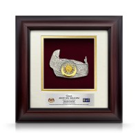 10" x 10" Solid Frame with Gold Plated Pewter : Tengkolok 10" x 10" Solid Frame with Gold Plated Pewter : Tengkolok