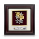 10" x 10" Solid Frame with Gold Plated Pewter : Bunga Raya 2 Flowers
