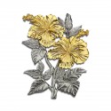 10" x 10" Solid Frame with Gold Plated Pewter : Bunga Raya 2 Flowers