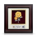 10" x 10" Solid Frame with Gold Plated Pewter : Sunflowers