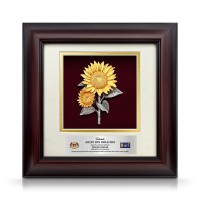 10" x 10" Solid Frame with Gold Plated Pewter : Sunflowers 10" x 10" Solid Frame with Gold Plated Pewter : Sunflowers
