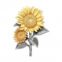 10" x 10" Solid Frame with Gold Plated Pewter : Sunflowers