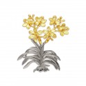 10" x 10" Solid Frame with Gold Plated Pewter : Orchid 6 Flowers (Anggerik)