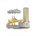 10" x 10" Solid Frame with Gold Plated Pewter : Penang Landmark