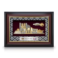 11" x 15.6" VIP Songket Frame with Gold Plated Pewter - Putrajaya Landmark