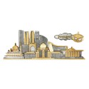 11" x 15.6" VIP Songket Frame with Gold Plated Pewter - Putrajaya Landmark
