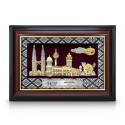 11" x 15.6" VIP Songket Frame with Gold Plated Pewter - Malaysia Landmark
