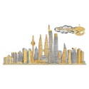 11" x 15.6" VIP Songket Frame with Gold Plated Pewter - Kuala Lumpur Landmark
