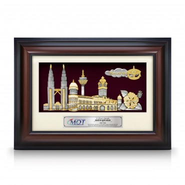 11" x 15.5" VIP Frame with Gold Plated Pewter - Malaysia Landmark 11" x 15.5" VIP Frame with Gold Plated Pewter - Malaysia Landmark