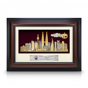 11" x 15.5" VIP Frame with Gold Plated Pewter - Kuala Lumpur Landmark