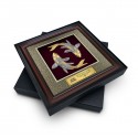 16" x 16" VIP Frame with Imperial Dark Cardboard and Gold Plated Pewter - Double Luck Koi Fish (Harmony & Prosperity)