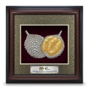 16" x 16" VIP Frame with Imperial Dark Cardboard and Gold Plated Pewter - Durian Musang King