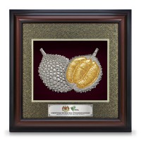 16" x 16" VIP Frame with Imperial Dark Cardboard and Gold Plated Pewter - Durian Musang King