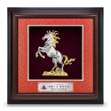 16" x 16" VIP Frame with Majestic Red Cardboard and Gold Plated Pewter - Horse Of Fortune