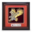 16" x 16" VIP Frame with Majestic Red Cardboard and Gold Plated Pewter - Flying Eagle