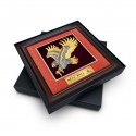 16" x 16" VIP Frame with Majestic Red Cardboard and Gold Plated Pewter - Flying Eagle