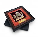 16" x 16" VIP Frame with Majestic Red Cardboard and Gold Plated Pewter - Wealth Ship