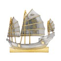 16" x 16" VIP Frame with Majestic Red Cardboard and Gold Plated Pewter - Wealth Ship