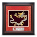 16" x 16" VIP Frame with Majestic Red Cardboard and Gold Plated Pewter - Dragon