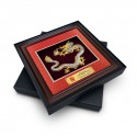 16" x 16" VIP Frame with Majestic Red Cardboard and Gold Plated Pewter - Dragon