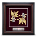 16" x 16" VIP Frame with Gold Plated Pewter Double Happiness Goldfish (Abundance & Harmony)