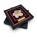 16" x 16" Gold Border VIP Frame with Gold Plated Pewter - Rafflesia Flower
