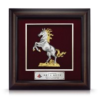 16" x 16" VIP Frame with Gold Plated Pewter - Horse Of Fortune