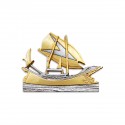 6" x 6" Frame with Gold Plated Pewter : Perahu Lepa Sabah