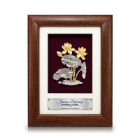 6.5" x 8.5" Solid Frame with Gold Plated Pewter : Lotus Flower (Bunga Teratai)