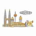6.5" x 8.5" Solid Frame with Gold Plated Pewter - Malaysia Landmark