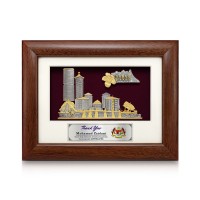 6.5" x 8.5" Solid Frame with Gold Plated Pewter - Sabah Landmark