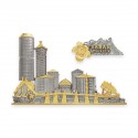 6.5" x 8.5" Solid Frame with Gold Plated Pewter - Sabah Landmark