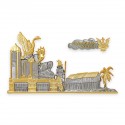 6.5" x 8.5" Solid Frame with Gold Plated Pewter - Sarawak Landmark