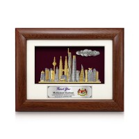 6.5" x 8.5" Solid Frame with Gold Plated Pewter - Kuala Lumpur Landmark
