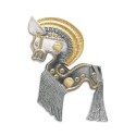 7" x 7" Solid Frame with Gold Plated Pewter - Kuda Kepang