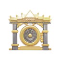7" x 7" Solid Frame with Gold Plated Pewter - Gong