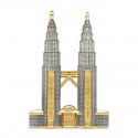 7" x 7" Solid Frame with Gold Plated Pewter : Petronas Twin Towers
