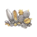 7" x 7" Frame with Gold Plated Pewter - Malaysian Fruits