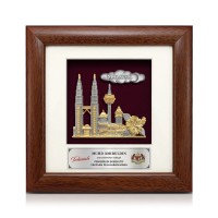 7" x 7" Frame with Gold Plated Pewter - Malaysia Landmark