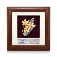 7" x 7" Frame with Gold Plated Pewter - Orchid 3 Flower (Anggerik)