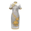 7" x 7" Solid Frame with Gold Plated Pewter - Cheongsam