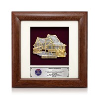 7" x 7" Solid Frame with Gold Plated Pewter - Rumah Melayu (Malay House) 7" x 7" Solid Frame with Gold Plated Pewter - Rumah Melayu (Malay House)