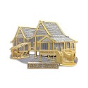 7" x 7" Solid Frame with Gold Plated Pewter - Rumah Melayu (Malay House)