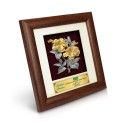 7" x 7" Solid Frame with Gold Plated Pewter - Bunga Raya 2 Flowers (Hibiscus Flower)